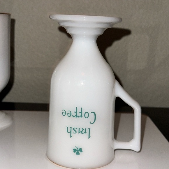 Milk Glass white tall mug with gold trim. Coffee Mugs Set (4) - Picture 7 of 8